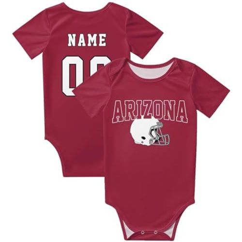 Custom Football Baby Clothes,Printed with Baby Name Number Solid Color Bodysuit for Boy Girl Personalized Gift