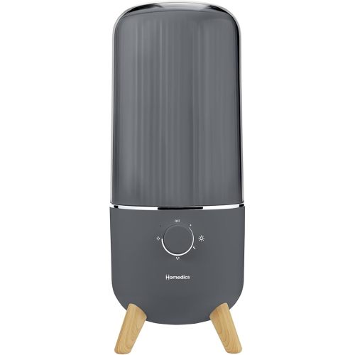 Homedics Ultrasonic Humidifier, Bedrooms and Home Offices, 0.97-Gallon Tank, 45-Hour Runtime, Visible Ultra-Quiet Cool Mist, Aromatherapy, Demineralization Cartridge, Night-Light, Auto-Off, Platinum
