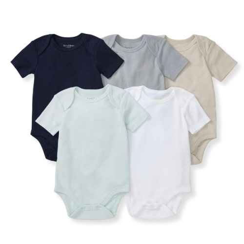 Burt's Bees Baby Unisex Organic Cotton Short and Long Sleeve Bodysuits, 5-Pack