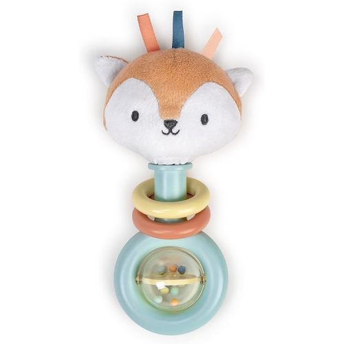 Ingenuity Kitt Ring Rattle for Baby, Plant-Based and BPA-Free Materials, Kitt The Fox Character Plush Head
