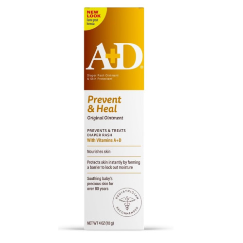 A+D Original Diaper Rash Ointment Prevents & Treats Diaper Rash, Moisturizing Skin Protectant with Vitamins A & D, Healing Skin Ointment for Dry and Cracked Skin 4oz
