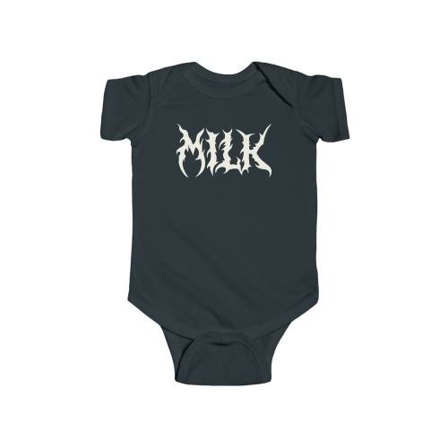MILK Death Metal Baby | Creepy Cute Baby Goth Clothes | Gothic Rock Punk Grunge Baby | Black Alternative Unisex Heavy Alt Baby Bodysuit