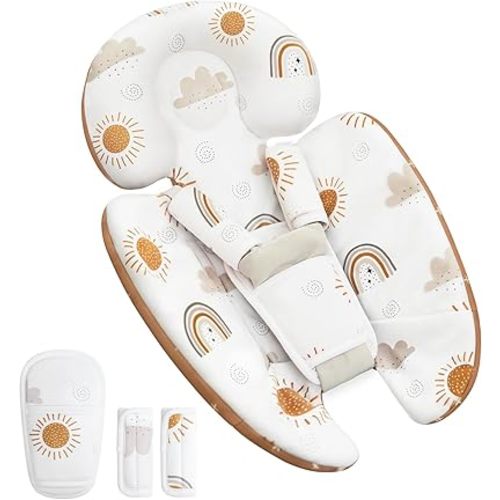 Infant Insert Compatible with 4moms Mamaroo RockaRoo & Graco DuetSoothe Swing, Reversible Newborn Insert Head & Body Support Cushion,Breathable Soft Fabric, Machine Washable, Rainbow, 1Pcs
