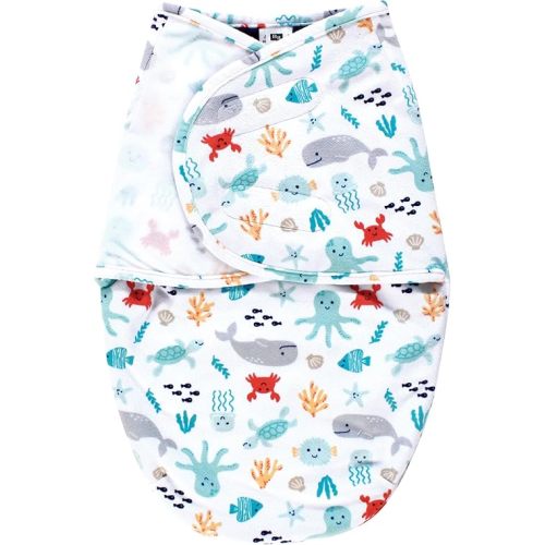 Hudson Baby Infant Boy Plush Faux Fur Swaddle Wrap, Sea Characters, 0-3 Months