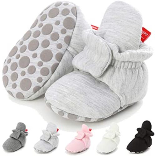 LAFEGEN Baby Booties for Boys Girls with Soft Lining Non Slip Gripper Newborn Infant Slipper Socks Toddler First Walker Crib Shoes 0-18 Months