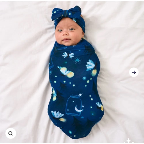 Firefly Glow Swaddle & Luxe Bow Headband Set | Little Sleepies