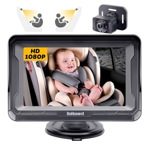DoHonest Baby Car Camera HD 1080P - Rear-Facing Car Baby Monitor with Night Vision, Adjustable View Angle, Easy Setup, Anti-Glare Display, Safety for Kids & Infants