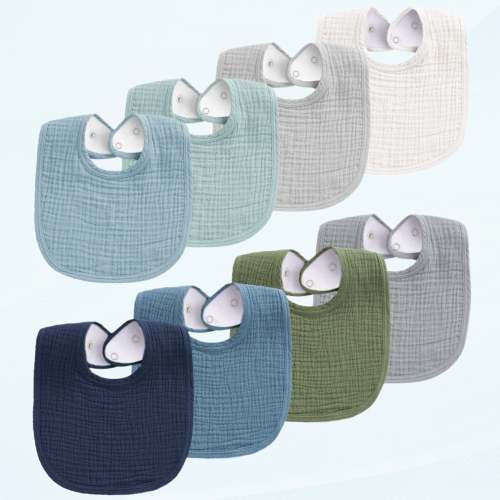Muslin Baby Bibs 8 Pack Baby Bandana Drool Cotton Bibs for Girls Boys Unisex, 8 Solid Colors Set for Teething Drooling