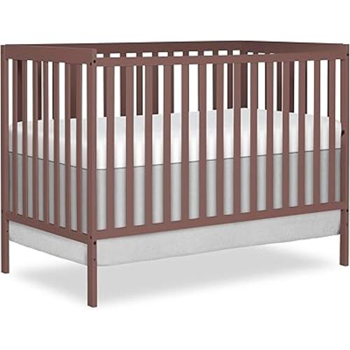 Dream On Me Synergy 5 in 1 Convertible Crib in Baltic Amber, Greenguard Gold and BSA Certified, Converts from A Baby Crib to A Toddler Bed, A Daybed and Full-Size Bed