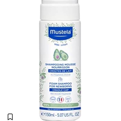 Mustela Cradle Cap Foam Shampoo for Newborn - Baby Shampoo with Natural Avocado - Tear-Free & Fragrance-Free - 5.07 fl. oz.