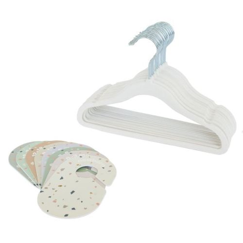 3 Sprouts Velvet Hanger & Closet Divider Set - Cream & Terrazzo