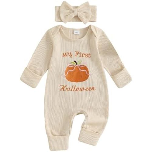 my first halloween baby girl outfits newborn pumpkin onesie waffle knit romper jumpsuit coming home outfit clothes
