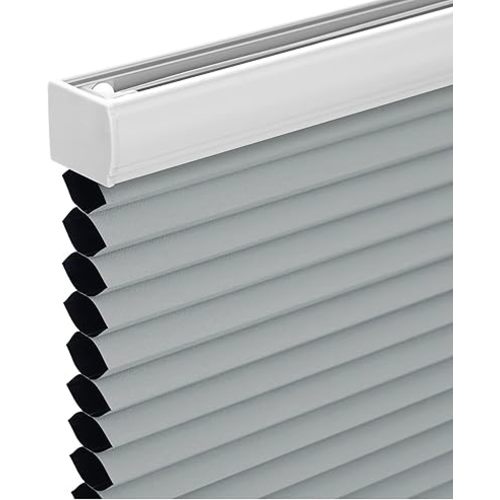 Changshade Cordless Cellular Shades, Blackout Honeycomb Shades for Windows, Pull Down Pleated Blinds, Easy to Install for Indoor Windows and French Doors,34.5" W x 72" H, Grey