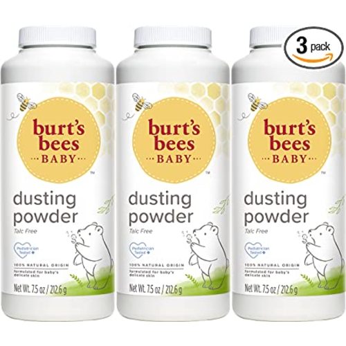 Burt's Bees Baby Powder, Hypoallergenic Dusting Powder, Non-Irritating, Calming Skin Care, All Natural, Talc Free,7.5 Ounce (Pack of 3)