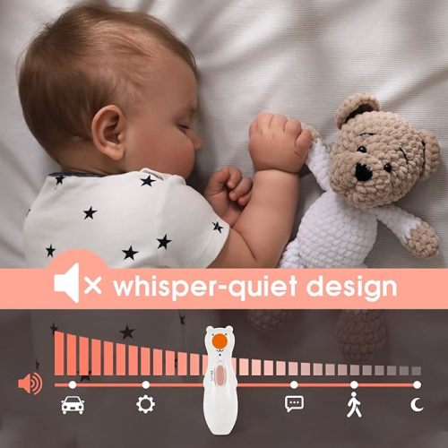 haakaa Happii Bear Baby Nail File Electric Nail Trimmer with LED Light, Rechargeable Baby Nail Clippers for Newborn/Adults Toes and Fingernails, Additional Replacement Heads & Charging Cable