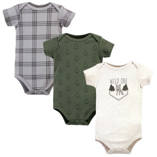 Hudson Baby Infant Boy Cotton Bodysuits, Wild One Wolf