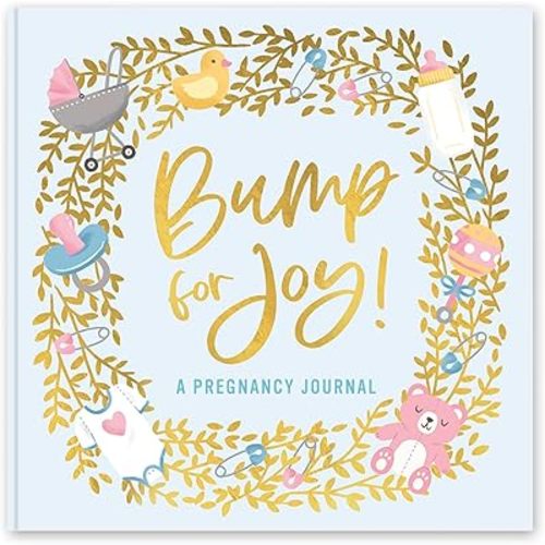 Studio Oh! Guided Pregnancy Journal - Bump for Joy - Beautifully Illustrated Hardcover Journal with Storage Pockets Creates a Keepsake of Maternity Memories, Blue