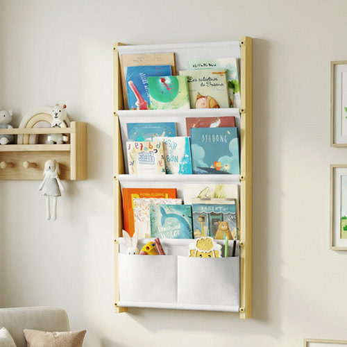 Isabelle & Max™ 4-Tier Wooden Wall Mounted Kids Bookshelf. Child Montessori Floating Bookcase For Nursery & Classroom, Hanging Bookcase Organizer, Kids Rooms, Toddler Book Shelf, Montessori Book Rack, Nursery Shelves, Wood Color | Wayfair