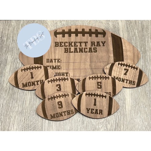 Football Baby Milestone Tags  - Football Baby Decor - Hospital Sign - Baby Name Reveal- Birth Announcement Sign - Germ Tag - Diaper Bag Tag