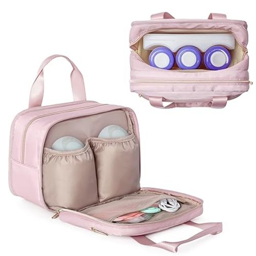 Fasrom Breast Pump Bag with Cooler, Portable Pump Carrying Case for Working Moms, Pink (Bag Only, Patent Design)