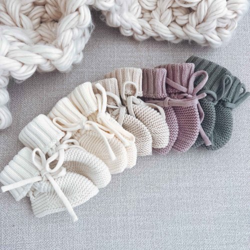 Knit Baby Booties - ivory NB