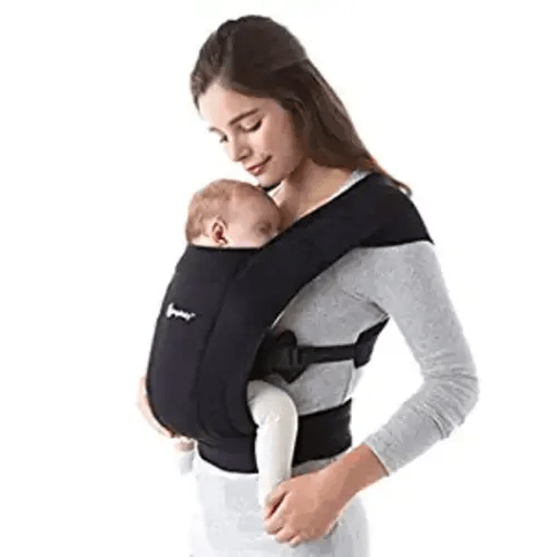 Ergobaby Embrace Cozy Newborn Baby Wrap Carrier (7-25 Pounds), Premium Cotton, Pure Black