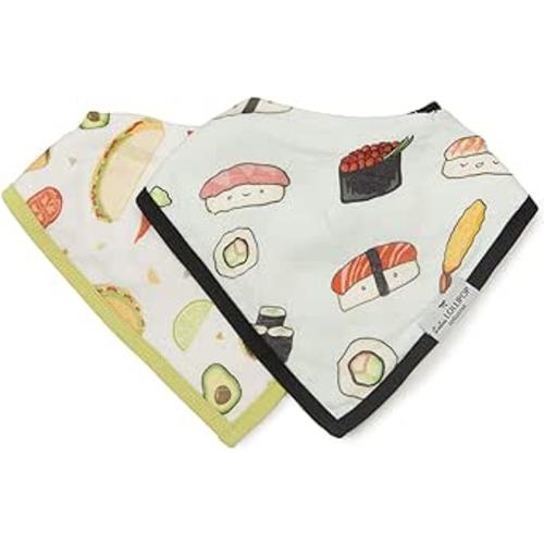 Loulou Lollipop Muslin Bandana Bib Drool Bib Set for Baby Girl and Boy, Adjustable 3 to 36 Months, 2 Pack