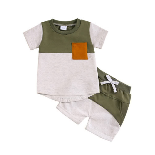 Baby Boy 2-Piece Splicing Pocket Set