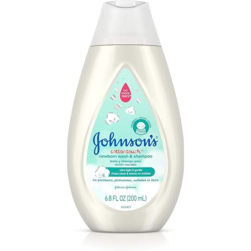 Johnson's CottonTouch Newborn Baby Wash & Shampoo, Made with Real Cotton, 6.8 fl. oz