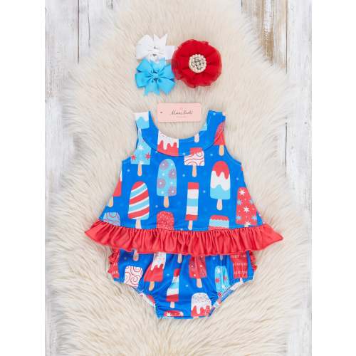 6-12 months Patriotic Popsicle Ruffle Bloomers Outfit