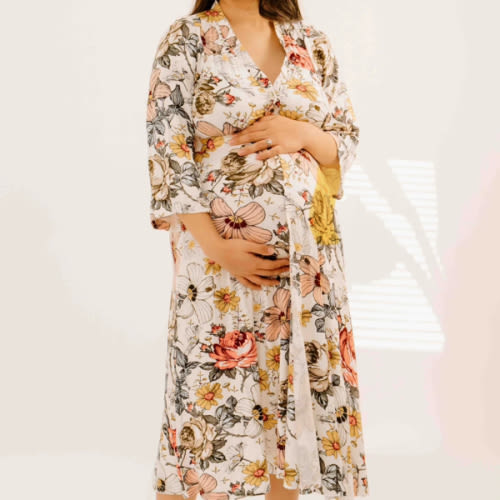 Lila Labor & Postpartum Gown in Vintage Floral