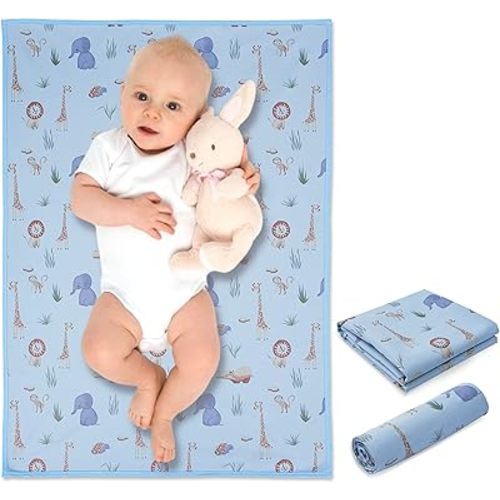 Vegan Leather Baby Changing Mat - Wipeable Portable Changing Pad, Foldable Travel Changing Mat for Baby, Newborns Toddlers Shower Gifts (Animal,20"*28")