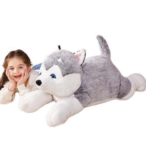 IKASA Giant Husky Stuffed Animal Plush Toy,Large Jumbo Husky 30" Gray Huge Cute Soft Toys,Big Size Fluffy Plushy Fat Oversized Plushie,Gifts for Kids Girls Boys Girlfriend Childre