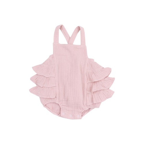Rose Ruffle Organic Cotton Muslin Bodysuit, 0-3M