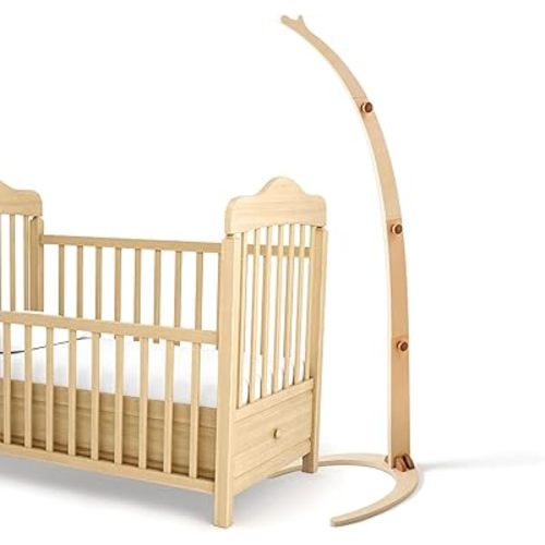 Floor-Standing Wooden Crib Mobile Arm 52 Inches | Baby Nursery Movable Baby Mobile Hanger | Anti-Dumping Multifunction Baby Mobile Arm Stand