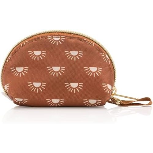 Itzy Ritzy Everything Storage Pouch; Small Zipper Pouch Holds 2 Pacifiers; Snap Handle Attaches to Diaper Bag, Stroller, Purse; Holds Earbuds, Chargers, Change or Disposable Bags (Terracotta Sunrise)