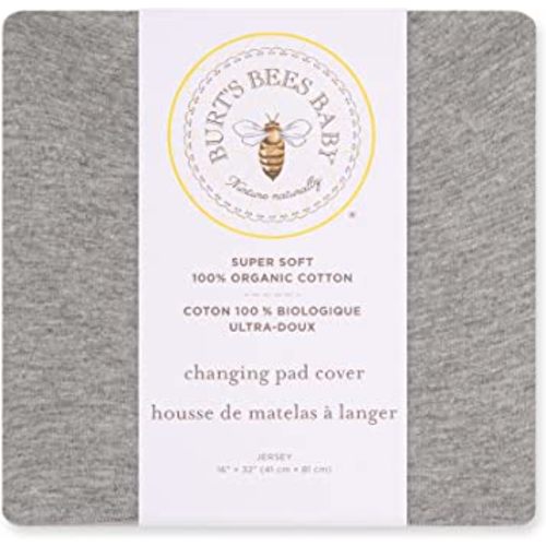 Burt's Bees Baby Unisex Baby Gift Set - Crib Sheet, Changing Pad Cover & Burp Cloths, 100% Organic Cotton Essentials Bundle