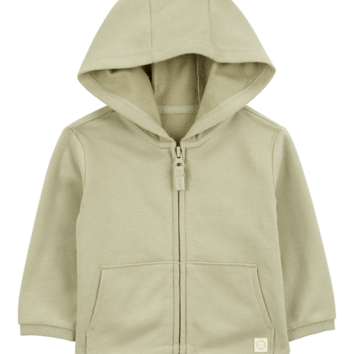 Tan Baby Zip-Up French Terry Hoodie - Green | Carter’s Oshkosh Canada