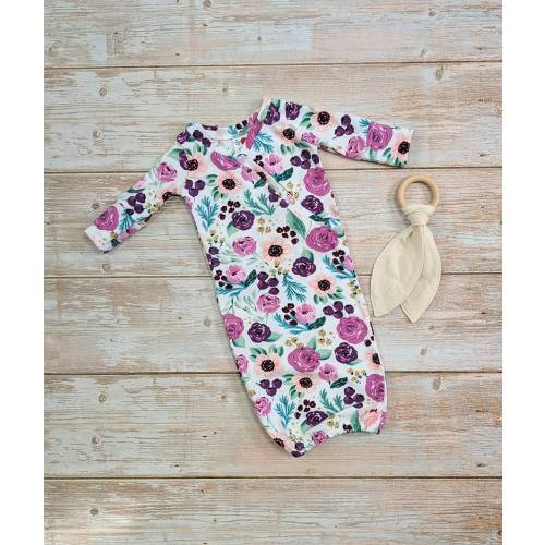 Baby girl sleeper, floral baby gown, infant hospital outfit, newborn sleep gown, baby girl coming home outfit newborn, floral sleeper gown