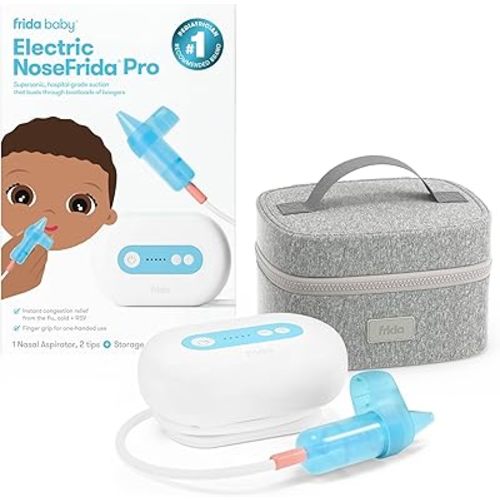Frida Baby Electric NoseFrida Pro Nasal Aspirator for Baby, Hospital Grade Suction, Nose Sucker for Baby & Toddler, Nasal Aspirator for Congestion Relief, 5 Suction Levels, 2 Tips, Cordless with Case