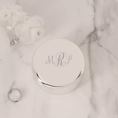 Personalized Round Silver Jewelry Box FREE Engraved Custom - Etsy