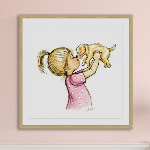 Marmont Hill 'Puppy Loves Girl' by Phyllis Harris Framed Print | Wayfair