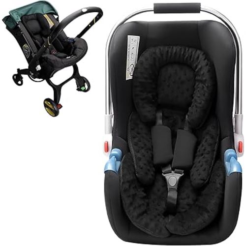 Infant Car Seat Insert, 2-in-1 Reversible Infant Car Seat Head Support for Girls Boys, 3D Air Mesh Baby Car Seat Cushion, Newborn Carseat Head Support for Carrier, Stroller, Swing, Bouncer (Black)