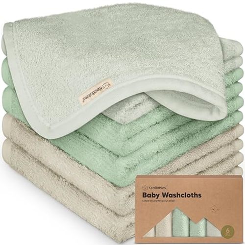 6-Pack Baby Washcloths – Soft Absorbent Viscose from Bamboo Washcloths for Face, Body, Baby Towels for Newborn, Kids, Toddlers, Infant, Gentle on Sensitive Skin, 10x10 Reusable Face Towels (Hills)