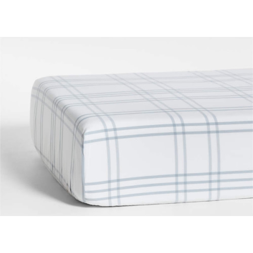 Stax Mist Blue Yarn-Dyed Organic Cotton Baby Crib Fitted Sheet