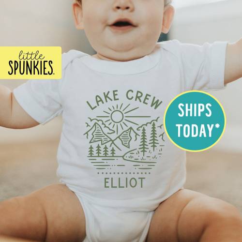 Personalized Lake Onesies® Brand, Lake Crew with Custom Name Onesies® Brand, Cute Matching Family Shirts (LAKE CREW)