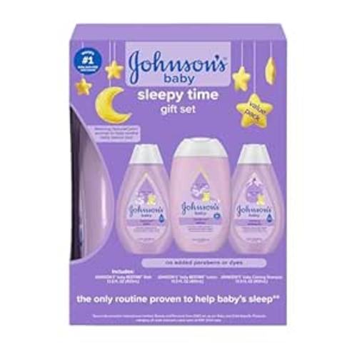Johnson's Baby Sleepy Time Gift Set with Calming Bedtime Bath, Bedtime Lotion & Calming Shampoo, Baby Bedtime Essentials with Relaxing NaturalCalm Aromas, Hypoallergenic, 3 Items