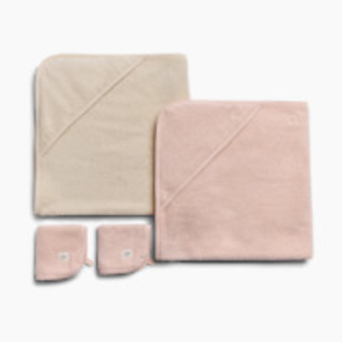 Tiny Kind Organic Bath and Towel Spa 4 Piece Set - Cloud Pink/Antique White, 0-24 M