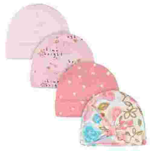 Gerber Baby Girl Pink Princess Caps, 4-Piece, 0-6m