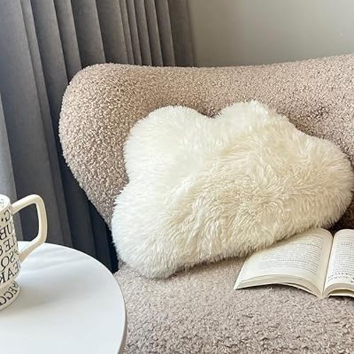 Cloud Pillow White Cloud Shaped Pillows Decorative Throw Pillow Aesthetic Cloud Throw Pillow Cute Fluffy Fuzzy Pillow Cushion for Playroom Nursery Bedroom Decor Photo Props (Cloud)